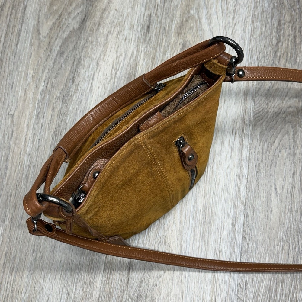 Rusty Brown Suede Crossbody Shoulder Bag Boutique Brand Miatras - Picture 7 of 16